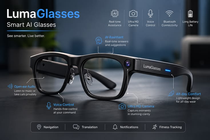 Vision X AI eyewear combines open-ear audio, voice control and stylish comfort, helping you stay connected, entertained and aware on the go